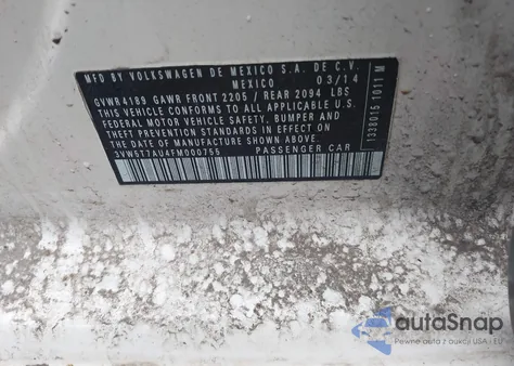 2015 Volkswagen Golf Gti 2.0T Se 4-Door из США, поврежденный, VIN 3VW5T7AU4FM000755